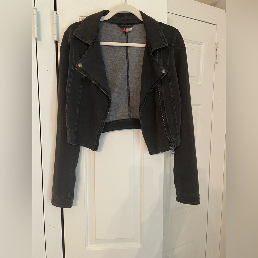 Black denim Moto jacket.